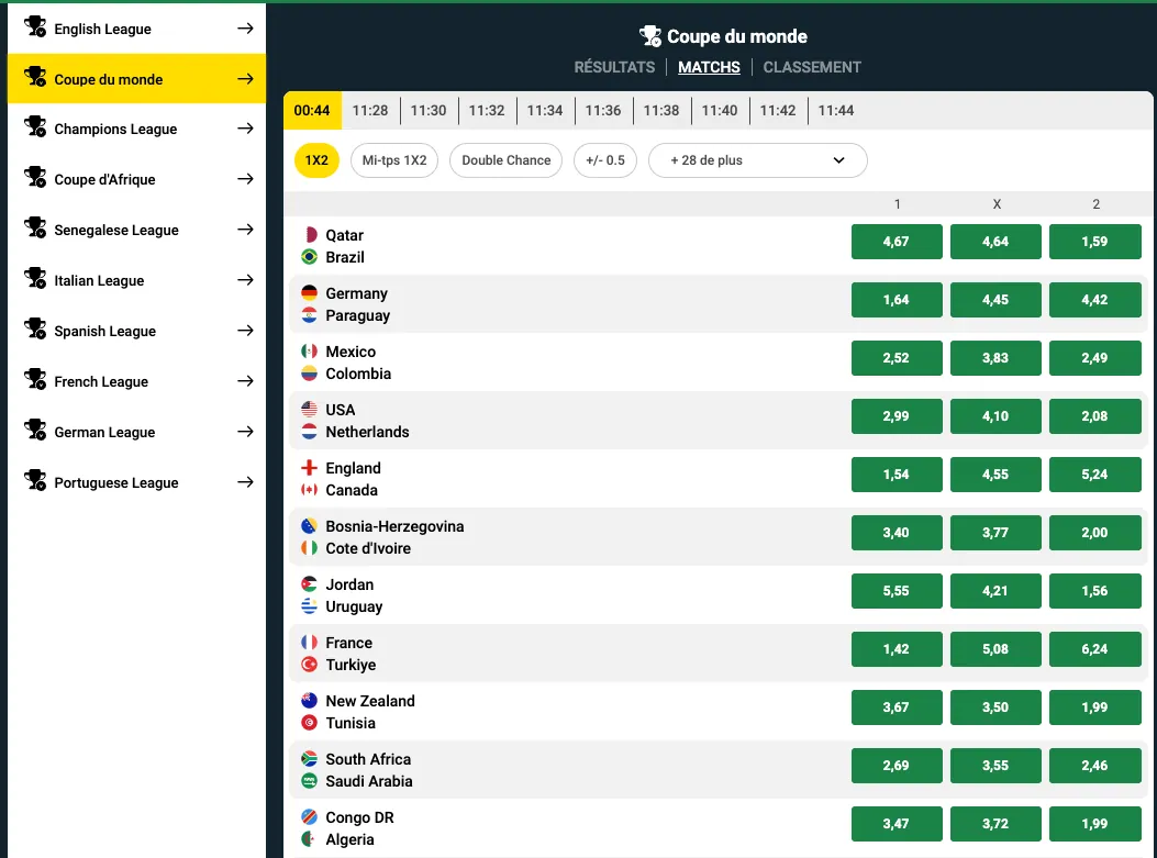 Section sports virtuels de Sunubet avec matchs simulés